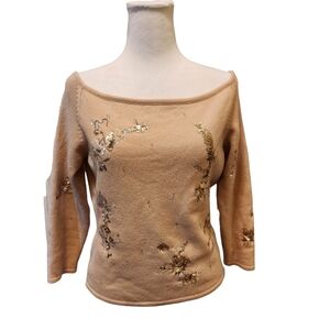 Vtg Oscar De La Renta 100% Cashmere Made In Italy 90s Y2k Off Shoulder Sweater M